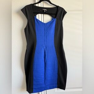 Express Women's Backless Dress in Black and Blue